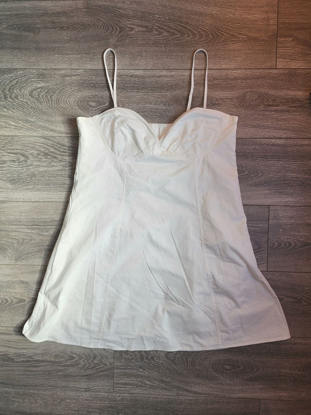 White Cotton Babydoll Dress with Sweetheart Neckline Women's Large Coquette - Picture 5 of 11